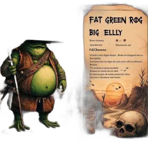 food, concept art, fantasy art, comic book art, green, earth tones, illustration, character transparent PNG cut-out