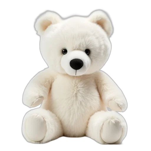 3d render, photorealistic, white, plush, teddy, bear, fluffy, texture transparent PNG cut-out