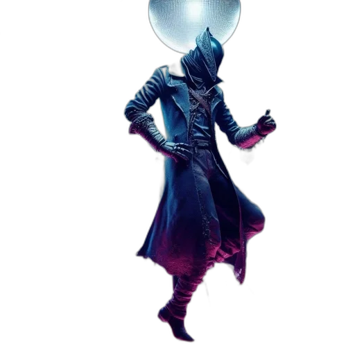 staff, jacket, sword, mask, concept art, fantasy art, pixel art, cyberpunk transparent PNG cut-out