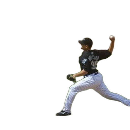 baseball, player, black, white, uniform, pitching, ball transparent PNG cut-out