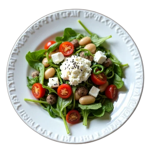 food, plate, salad, variety, ingredients, including, greens, beans transparent PNG cut-out