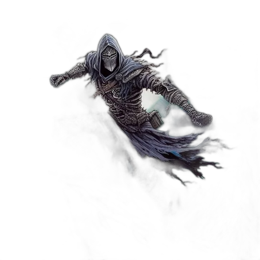 creature, sword, mask, dragon, concept art, fantasy art, comic book art, watercolor transparent PNG cut-out