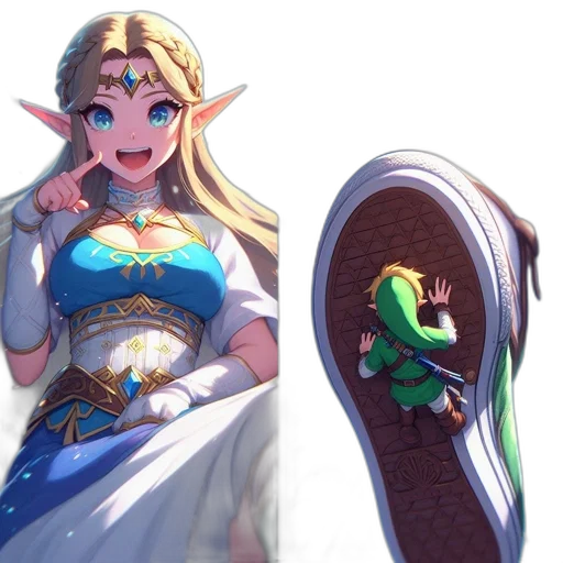shoes, dress, sword, weapon, concept art, pixel art, fantasy art, 3d render transparent PNG cut-out