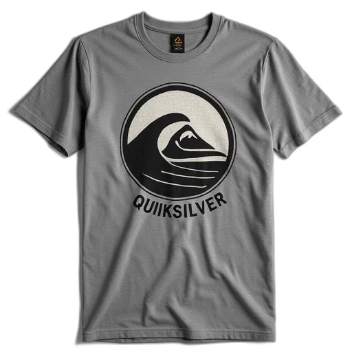 gray, black, tee, vintage, quiksilver, logo transparent PNG cut-out
