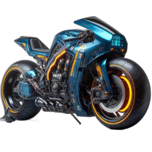 robot, weapon, car, 3d render, concept art, photorealistic, cyberpunk, blue transparent PNG cut-out