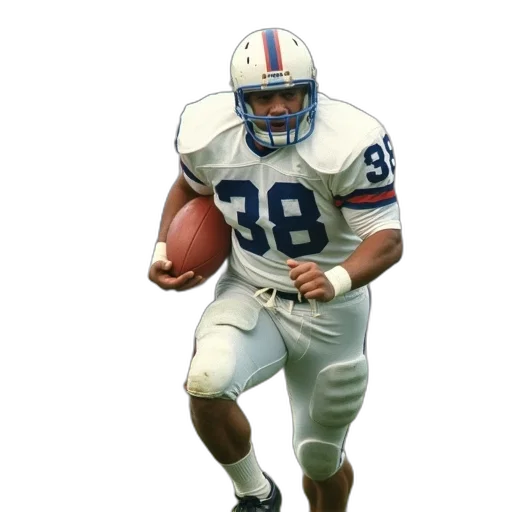 photorealistic, football, player, white, uniform, number, running, ball transparent PNG cut-out