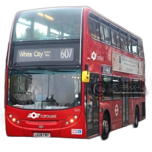 staff, photorealistic, 3d render, concept art, city street, red, double-decker, bus transparent PNG cut-out