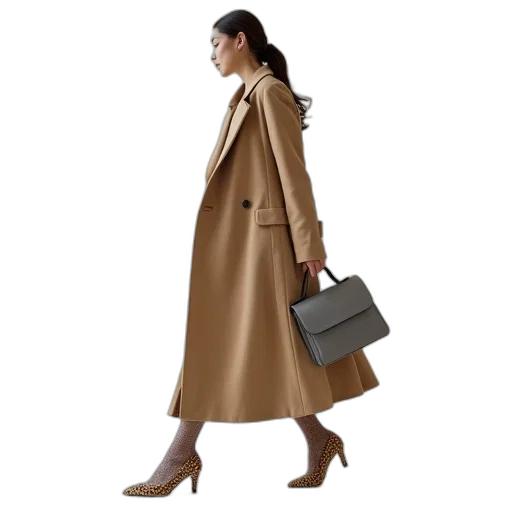 jacket, dress, earth tones, monochrome, dark, woman, wearing, beige transparent PNG cut-out