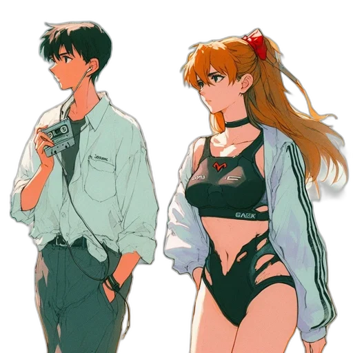 jacket, dress, vaporwave, anime, cyberpunk, concept art, neon lights, fire transparent PNG cut-out