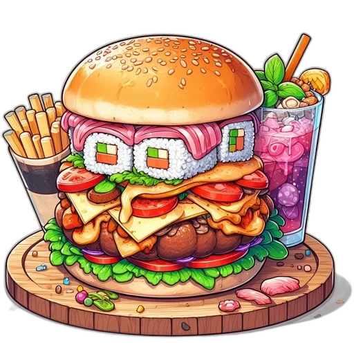 food, robot, animal, weapon, pixel art, 3d render, vaporwave, concept art transparent PNG cut-out
