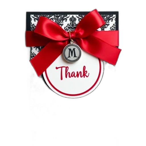 jewelry, black, white, damask, patterned, card, red, ribbon transparent PNG cut-out