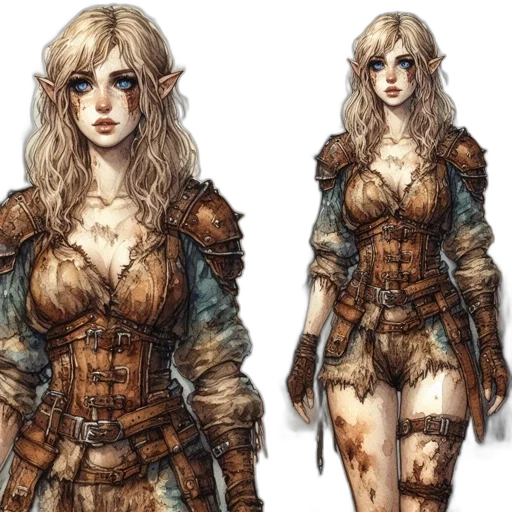 fantasy art, concept art, comic book art, pixel art, earth tones, dark, golden, weathered transparent PNG cut-out