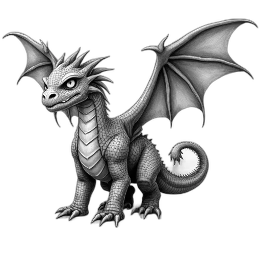 dragon, staff, animal, creature, fantasy art, concept art, 3d render, pixel art transparent PNG cut-out