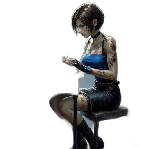 dress, robot, cyberpunk, concept art, comic book art, pixel art, blue, woman transparent PNG cut-out