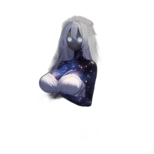 mask, dress, creature, hair, concept art, fantasy art, 3d render, pixel art transparent PNG cut-out