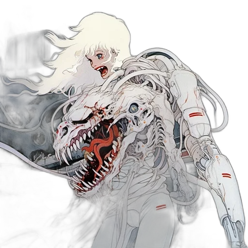 creature, dragon, weapon, jacket, concept art, comic book art, fantasy art, anime transparent PNG cut-out