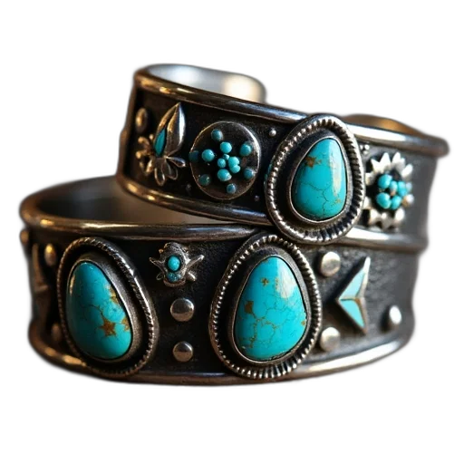 jewelry, crown, 3d render, blue, dark, various, navajo, style transparent PNG cut-out
