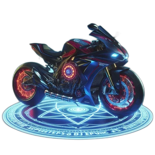 jewelry, weapon, concept art, 3d render, cyberpunk, pixel art, futuristic, motorcycle transparent PNG cut-out