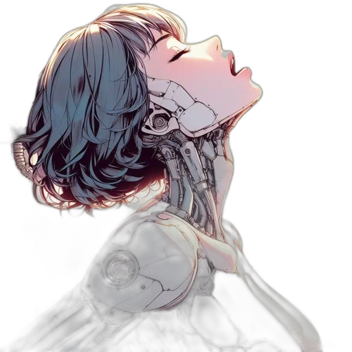 robot, mask, dress, face, cyberpunk, concept art, watercolor, photorealistic transparent PNG cut-out