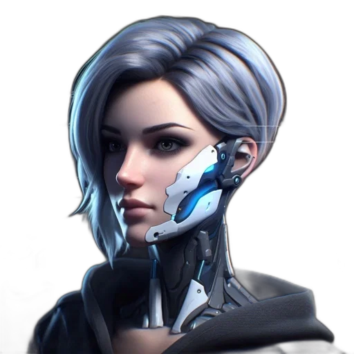 face, staff, mask, robot, concept art, cyberpunk, fantasy art, 3d render transparent PNG cut-out