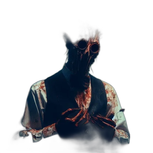 mask, creature, jacket, face, concept art, fantasy art, 3d render, photorealistic transparent PNG cut-out