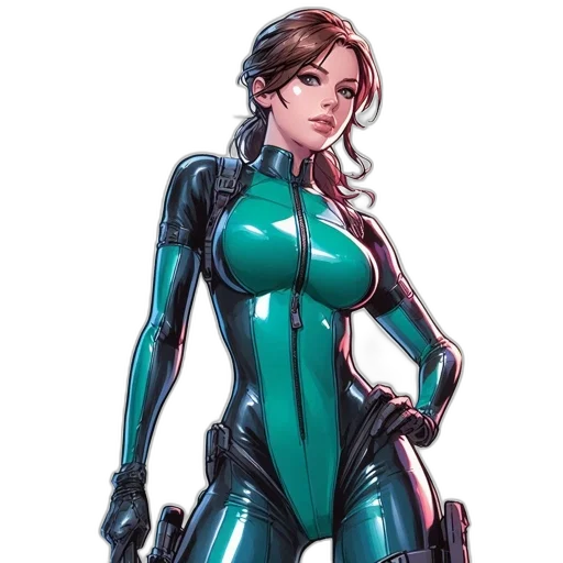 robot, comic book art, concept art, cyberpunk, cartoon, green, blue, anime-style transparent PNG cut-out