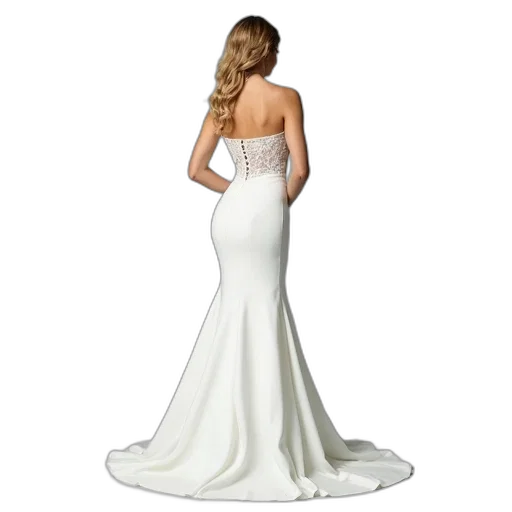 dress, woman, wearing, white, strapless, floor-length, gown, fitted transparent PNG cut-out