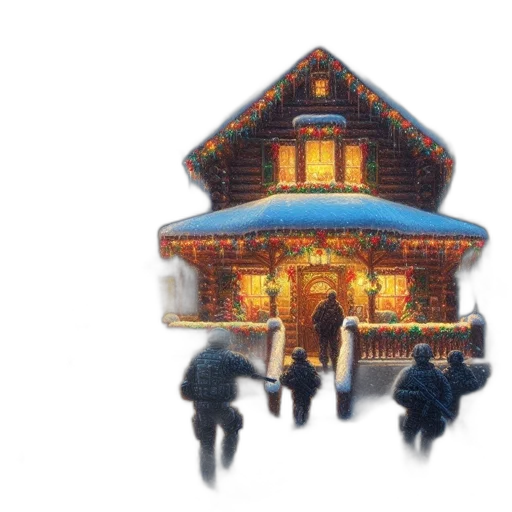 building, pixel art, concept art, watercolor, 3d render, snow, city street, night transparent PNG cut-out
