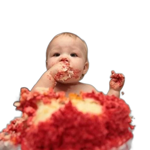 food, photorealistic, baby, cake, all, over, their, face transparent PNG cut-out