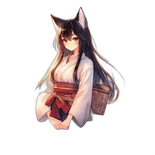 dress, staff, animal, mask, anime, fantasy art, watercolor, pixel art transparent PNG cut-out