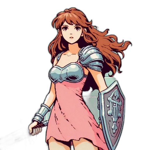 dress, sword, weapon, concept art, fantasy art, pixel art, anime, pastel transparent PNG cut-out