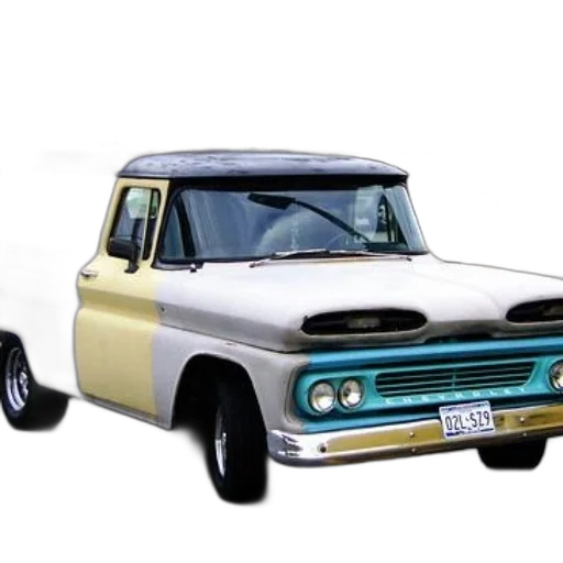 car, photorealistic, 3d render, vintage, chevrolet, truck, turquoise, front transparent PNG cut-out