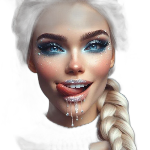 face, jewelry, hair, fantasy art, photorealistic, concept art, 3d render, blue transparent PNG cut-out