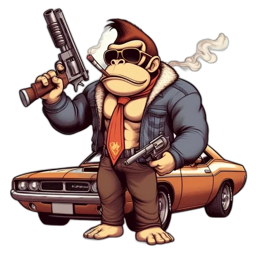 jacket, car, animal, concept art, comic book art, cartoon, pixel art, anthropomorphic transparent PNG cut-out