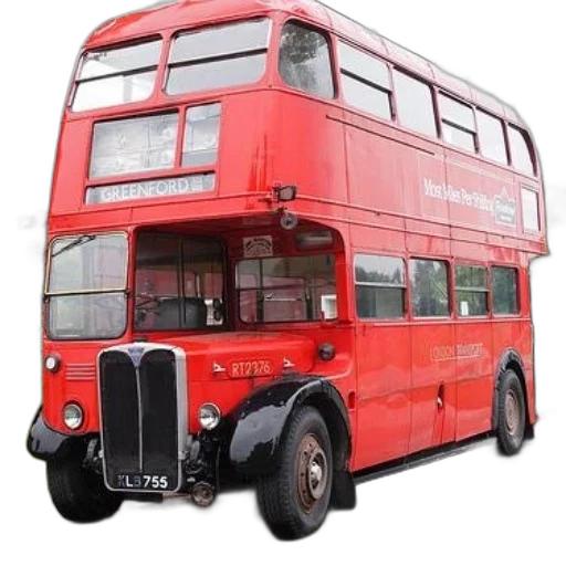 classic, red, double-decker, bus, license, plate, kl3755, parked transparent PNG cut-out