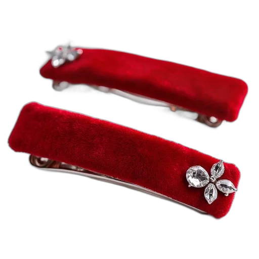 jewelry, crown, red, pair, velvet, hair, clips, silver transparent PNG cut-out