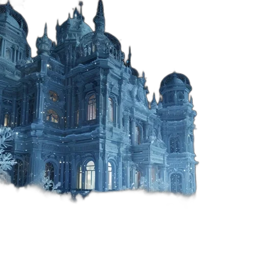 crown, building, concept art, 3d render, fantasy art, watercolor, blue, ornate transparent PNG cut-out