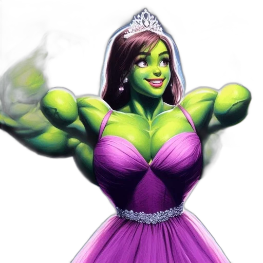dress, crown, jewelry, concept art, comic book art, fantasy art, 3d render, green transparent PNG cut-out