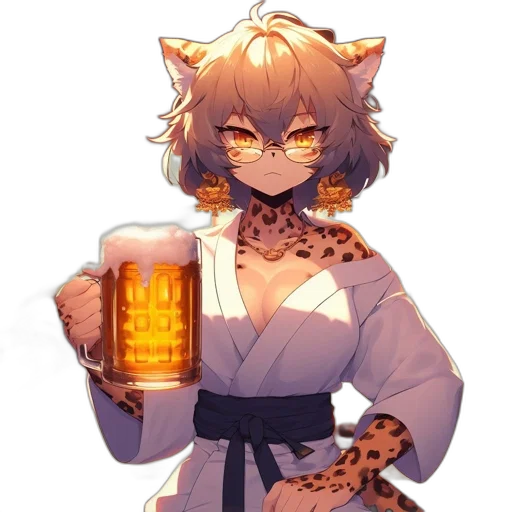 animal, staff, dress, creature, anime, pixel art, concept art, vaporwave transparent PNG cut-out
