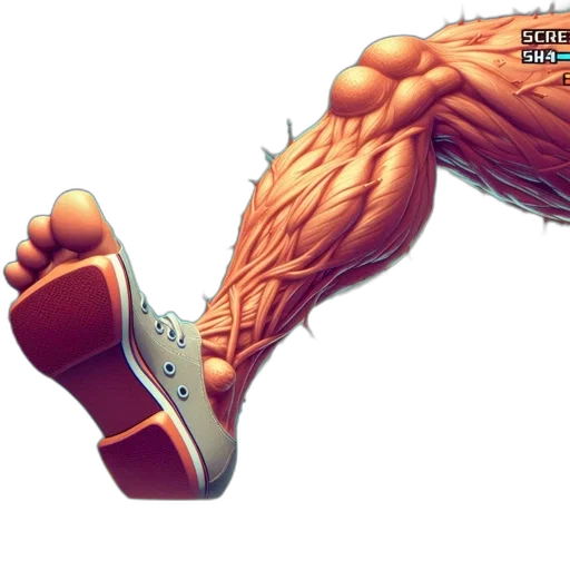 weapon, comic book art, concept art, 3d render, photorealistic, giant, foot, detailed transparent PNG cut-out