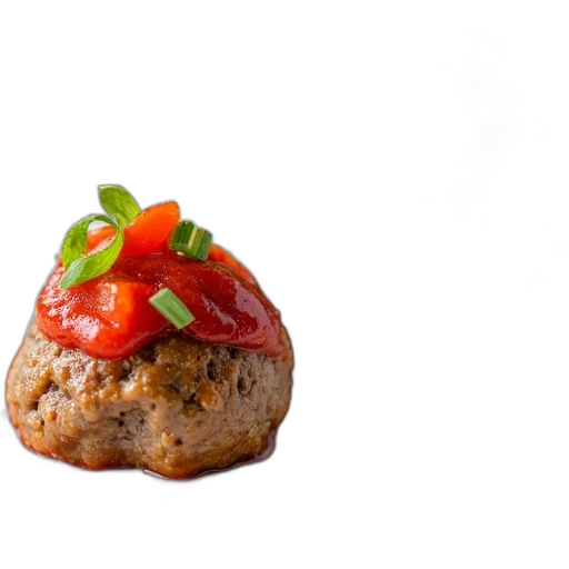 food, crown, photorealistic, 3d render, plate, three, meatballs, each transparent PNG cut-out