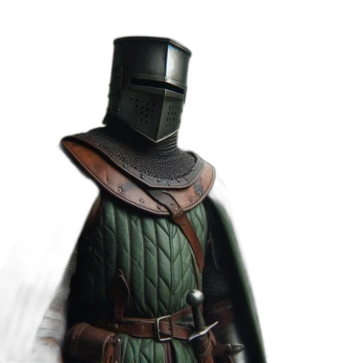 sword, staff, jacket, hat, 3d render, concept art, fantasy art, photorealistic transparent PNG cut-out