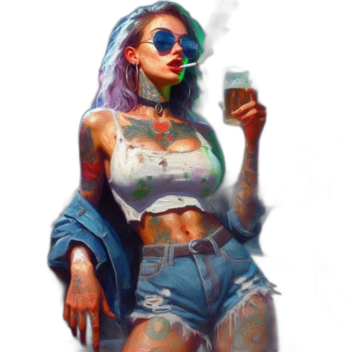 jacket, dress, robot, bottle, cyberpunk, concept art, fantasy art, vaporwave transparent PNG cut-out