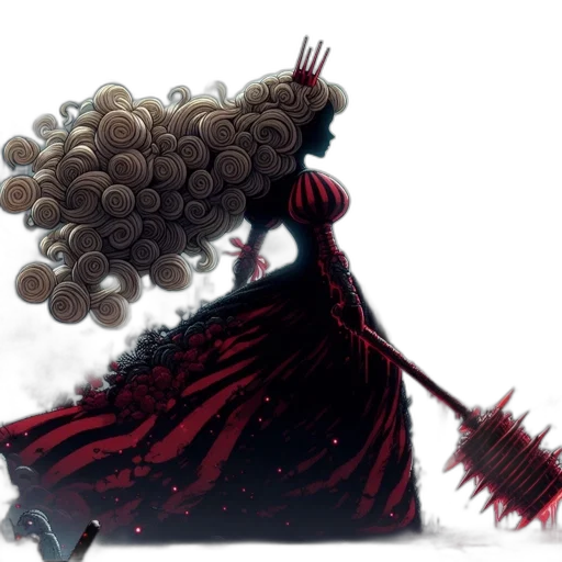 hair, dress, crown, staff, concept art, fantasy art, comic book art, pixel art transparent PNG cut-out