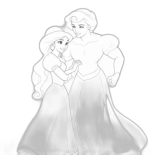 dress, crown, concept art, pencil sketch, cartoon, fantasy art, underwater, fire transparent PNG cut-out