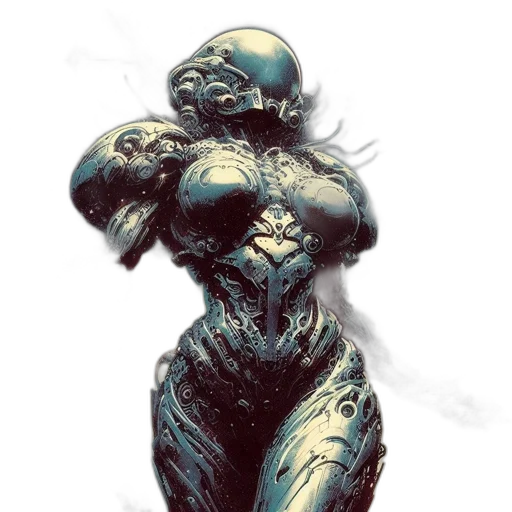 robot, creature, dress, concept art, comic book art, cyberpunk, fantasy art, outer space transparent PNG cut-out