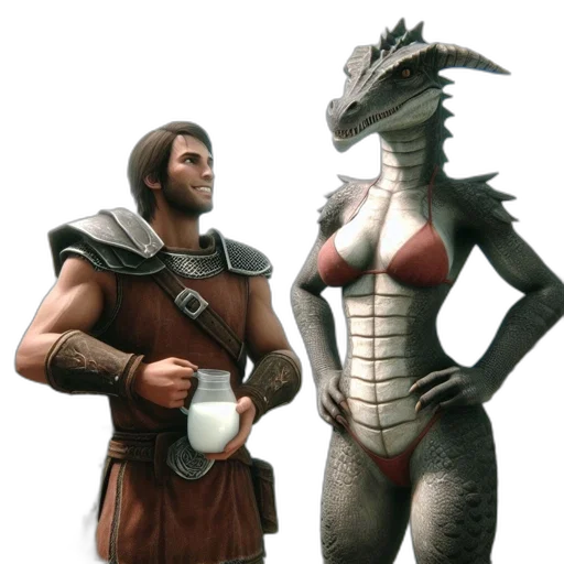 dragon, concept art, fantasy art, 3d render, monochrome, man, long, hair transparent PNG cut-out