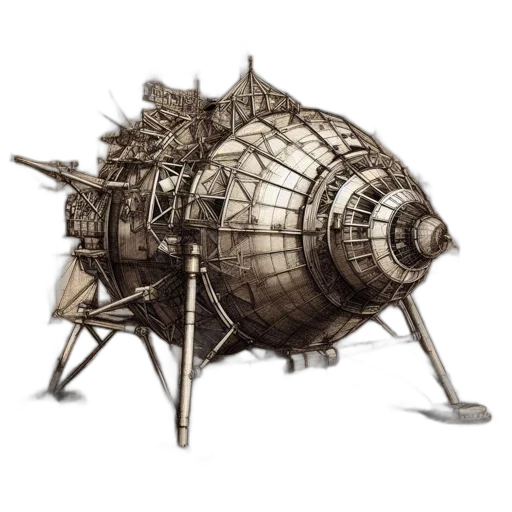 weapon, concept art, fantasy art, 3d render, detailed, sketch, complex, spacecraft transparent PNG cut-out