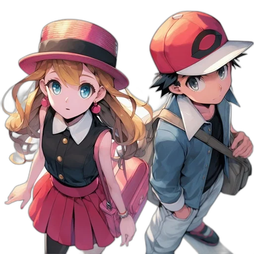 hat, anime, pixel art, concept art, 3d render, monochrome, red, colorful transparent PNG cut-out