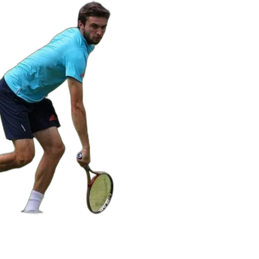 creature, 3d render, photorealistic, man, blue, shirt, playing, tennis transparent PNG cut-out